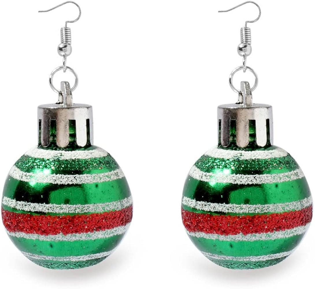 Christmas Earrings Glitter Light Bulb Dangle Earrings Xmas Balls Earrings Colorful Ball Printed G... | Amazon (US)