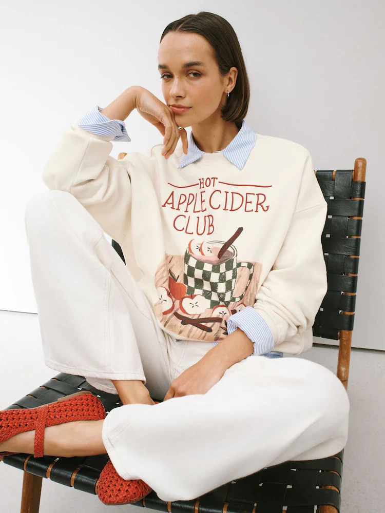 Ecru Autumnal Apple Cider Graphic Sweatshirt | Next US