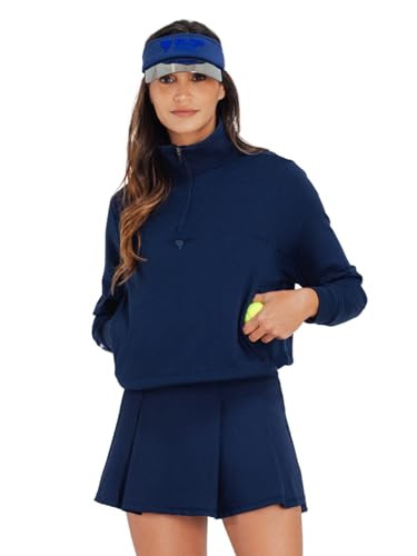 Women’s Track Sweatshirt, Cropped Quarter-Zip Mock Neck Jacket with Adjustable Hem & Rubber Log... | Amazon (US)