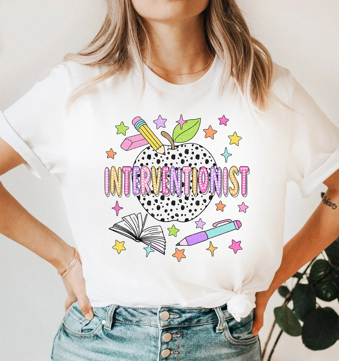 Interventionist Shirt School Staff Team Shirt School Crew Tees Dalmatian Apple Office Squad Tee B... | Etsy (US)