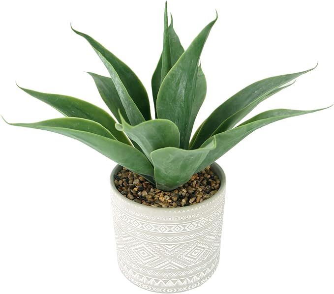 Hisow Artificial Potted Plants, 13.8" Artificial Succulent Fake Aloe, Large Faux Aloe Plant in Po... | Amazon (US)