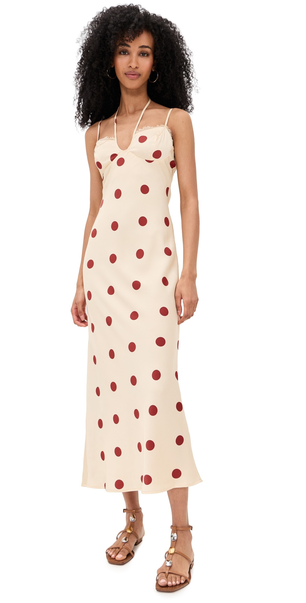 Bailey Rose Polka Dot Midi Dress Cream M | Shopbop