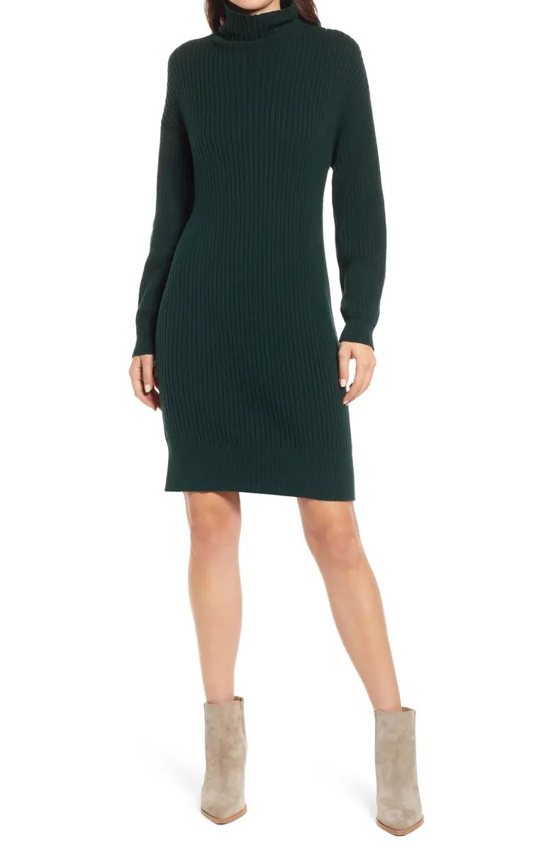 Turtleneck Ribbed Long Sleeve Sweater Dress | Nordstrom