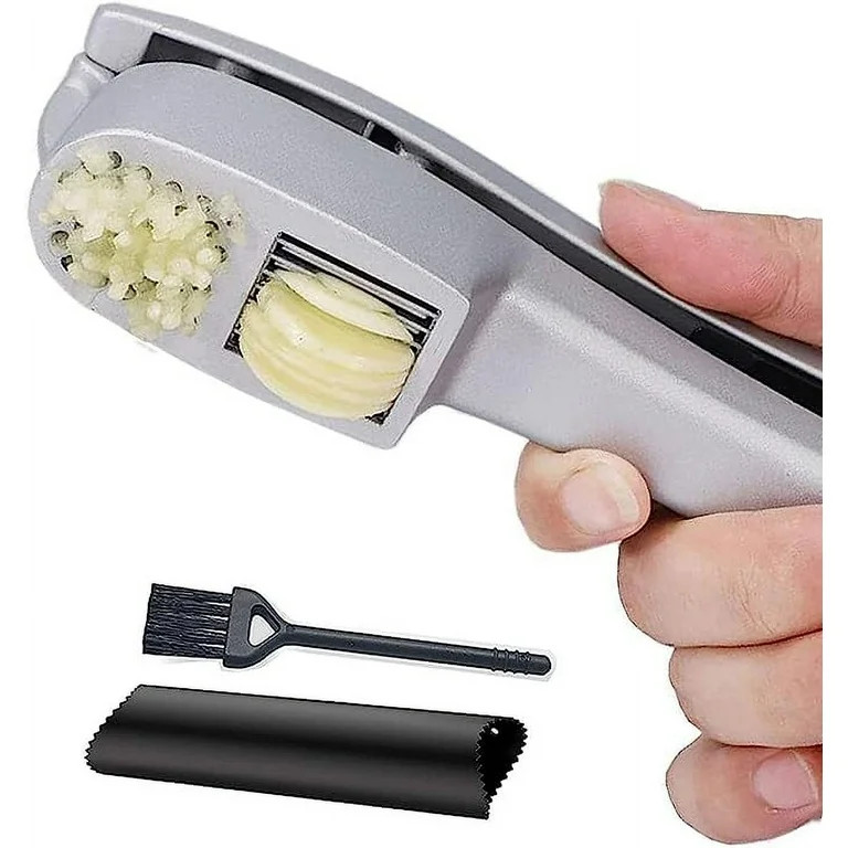 Garlic Press, 2 in 1 Garlic Mince and Garlic Slice with Garlic Cleaner Brush and Silicone Tube Pe... | Walmart (US)