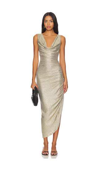 Jemima Midi Dress in Gold | Revolve Clothing (Global)