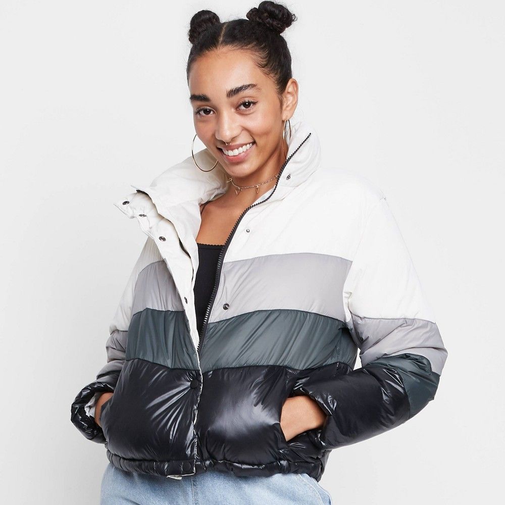 Women's Colorblock Cropped Retro Puffer Jacket - Wild Fable™ | Target
