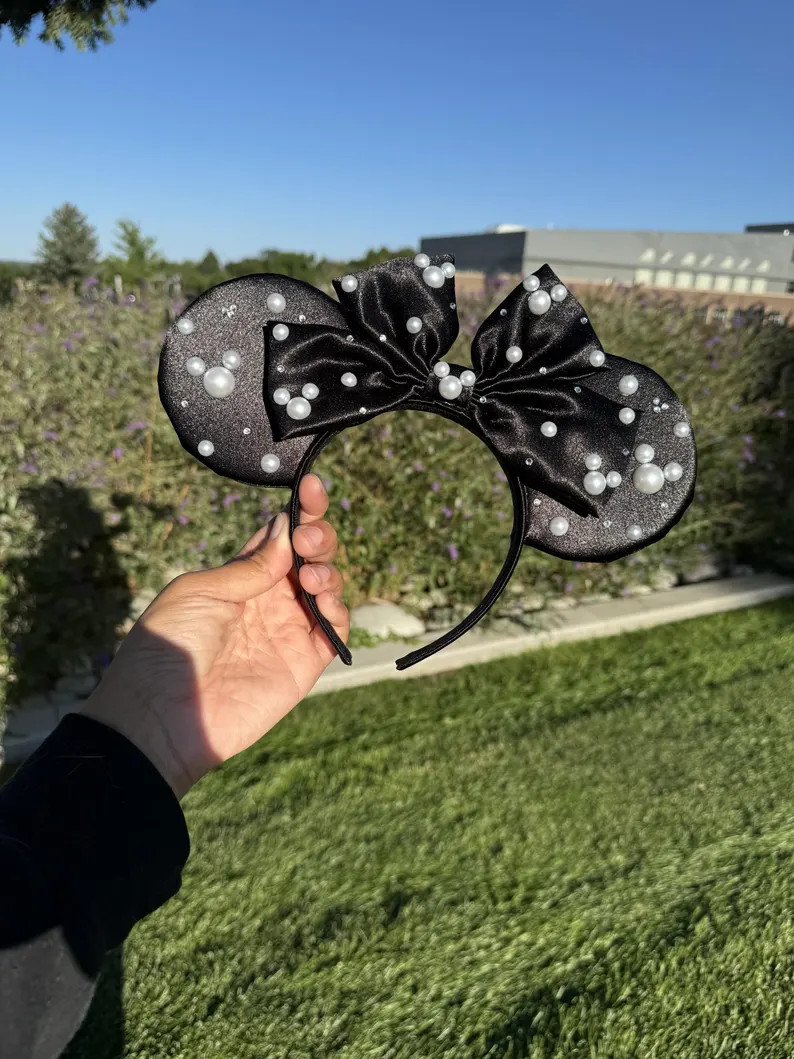 Sparkling Pearl Minnie Ears, Pearl Minnie Ears, Pearl Mickey Ears, Cute Mickey Ears, Mouse Ear He... | Etsy (US)