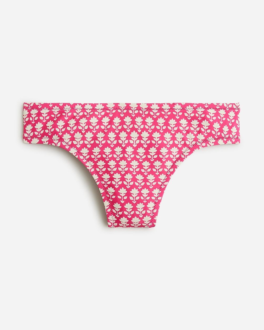Classic full-coverage bikini bottom in pink stamp floral | J.Crew US