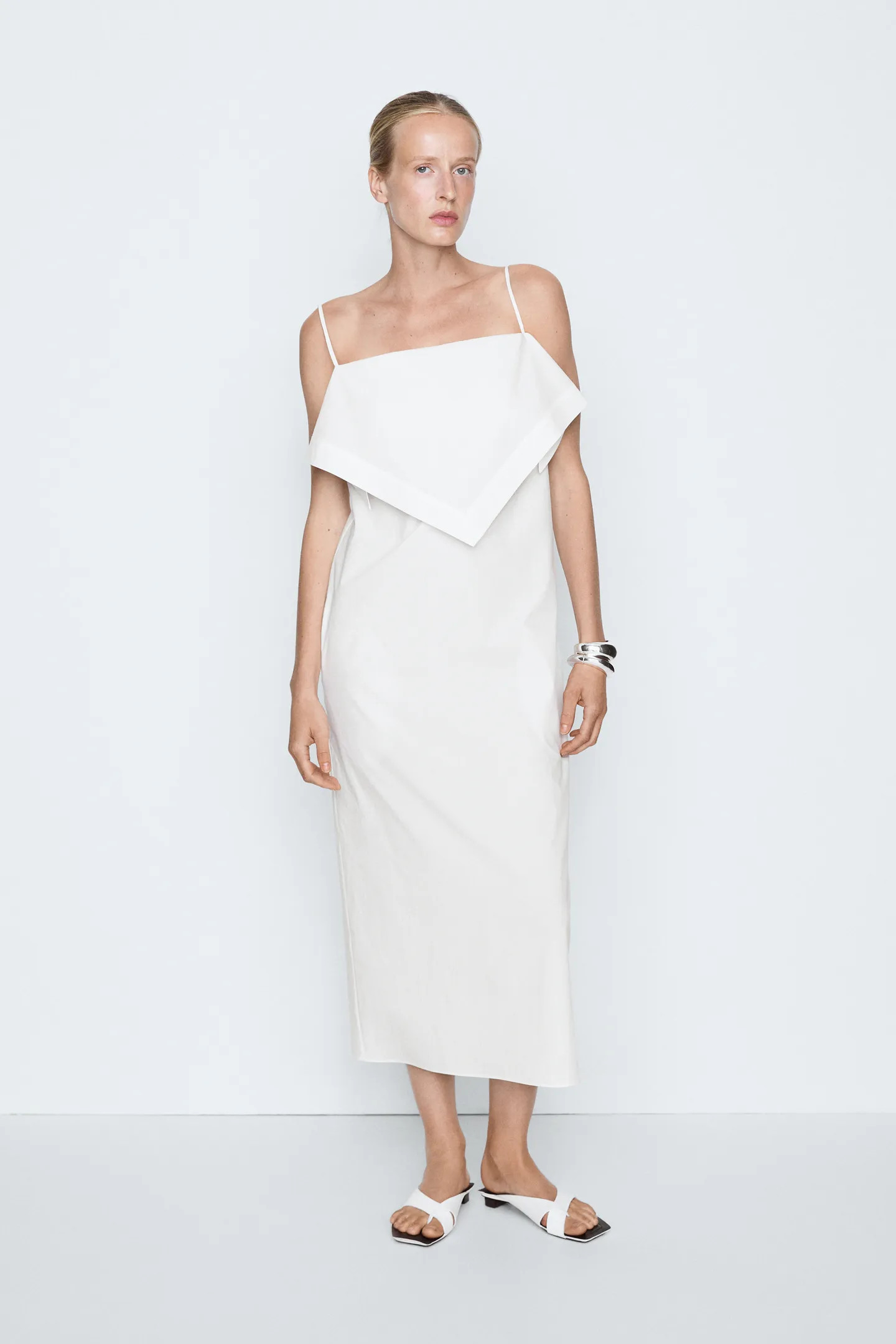 Scarf detail midi dress - STUDIO | Massimo Dutti UK