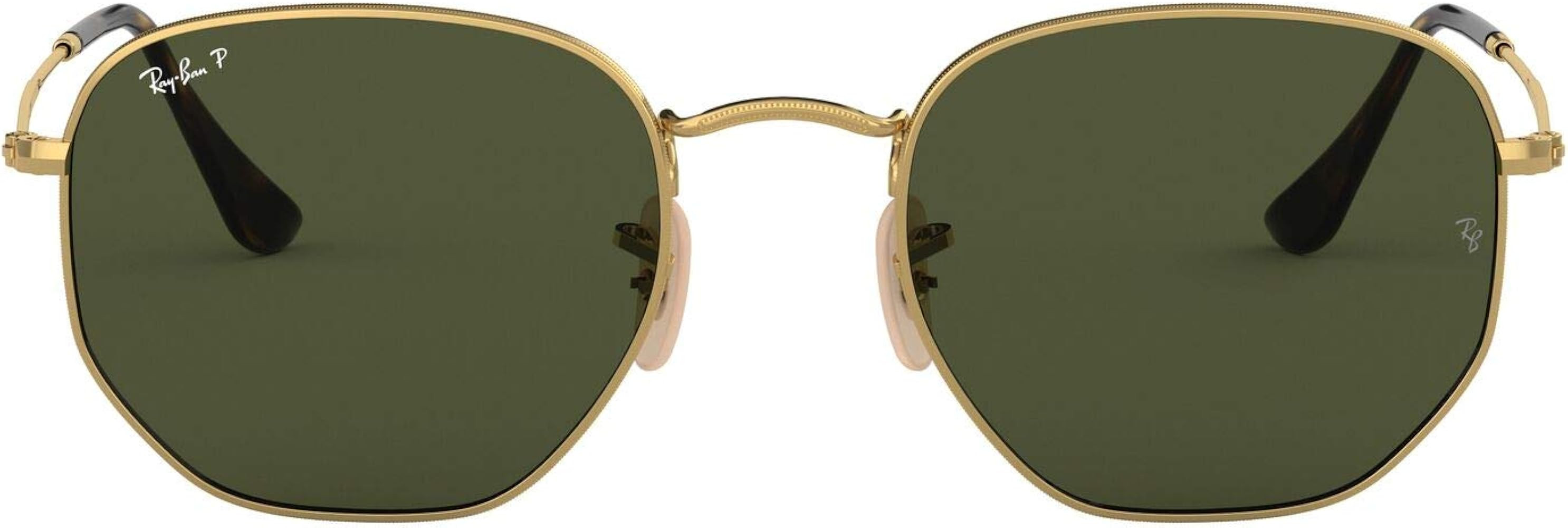 Amazon.com: Ray-Ban RB3548N Flat Lens Hexagonal Sunglasses, Gold/Green Polarized, 51 mm: Ray-Ban:... | Amazon (US)