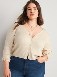 Long-Sleeve Cropped Rib-Knit Cardigan Sweater for Women | Old Navy (US)