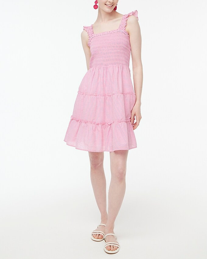 Striped smocked tiered mini dress | J.Crew Factory