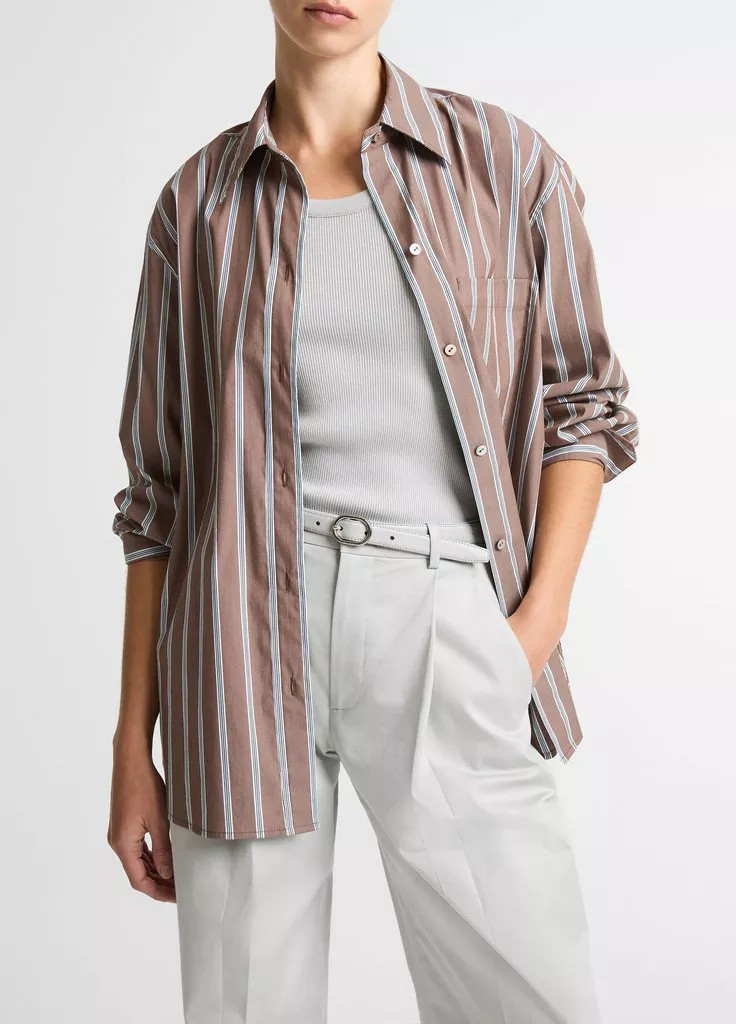 Striped Cotton-Blend Button-Front Shirt | Vince LLC