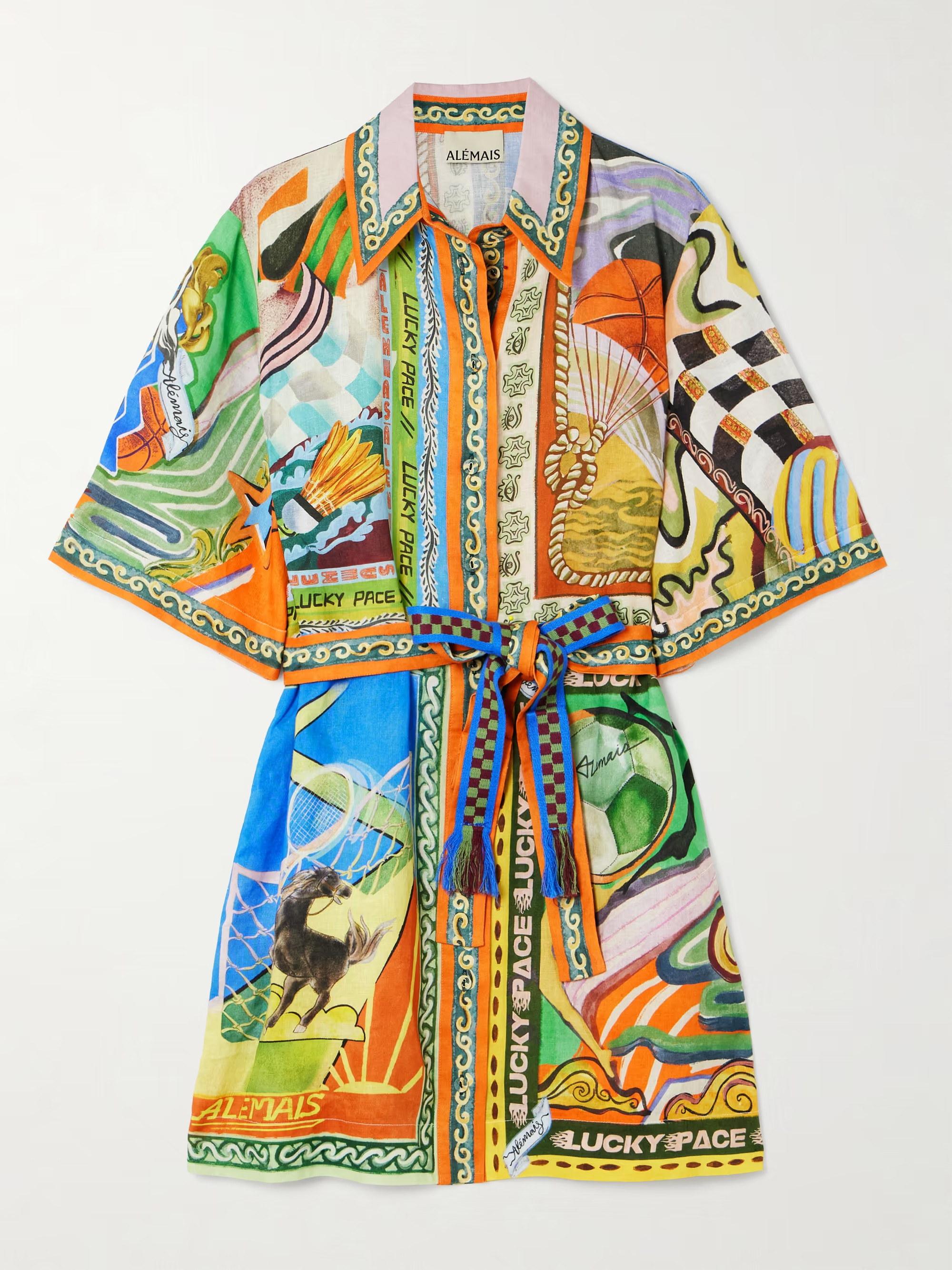 Lucky Pace belted printed linen-gauze mini shirt dress | NET-A-PORTER APAC