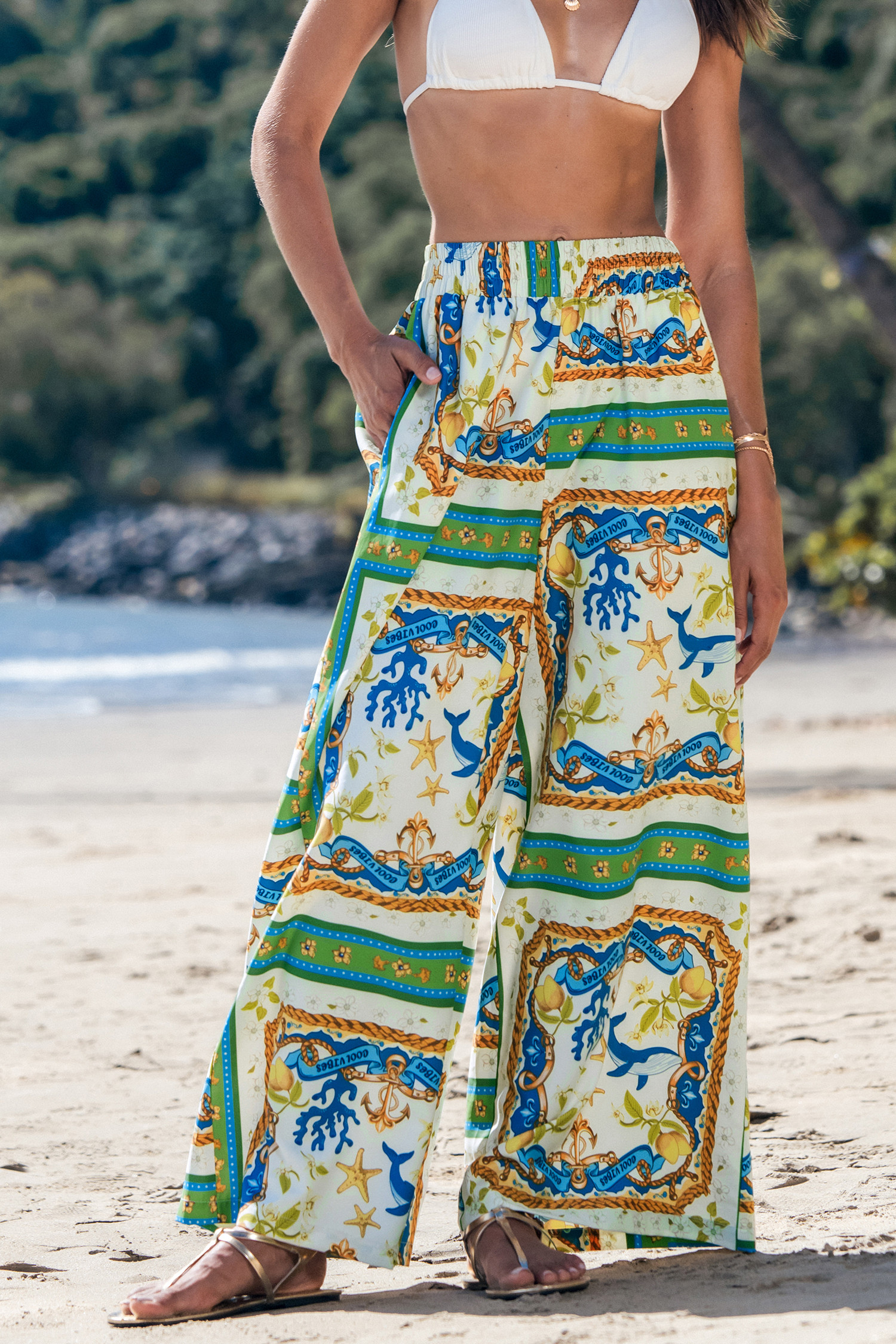 Anchors Away Nautical Cover-Up Pants | Cupshe US