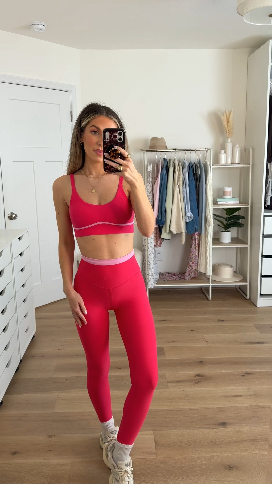 Target workout set — size xs! I love the pink color block detail and the material is soft stretchy and smooths everything out! 

#LTKootd #LTKActive #LTKfitnessgoals