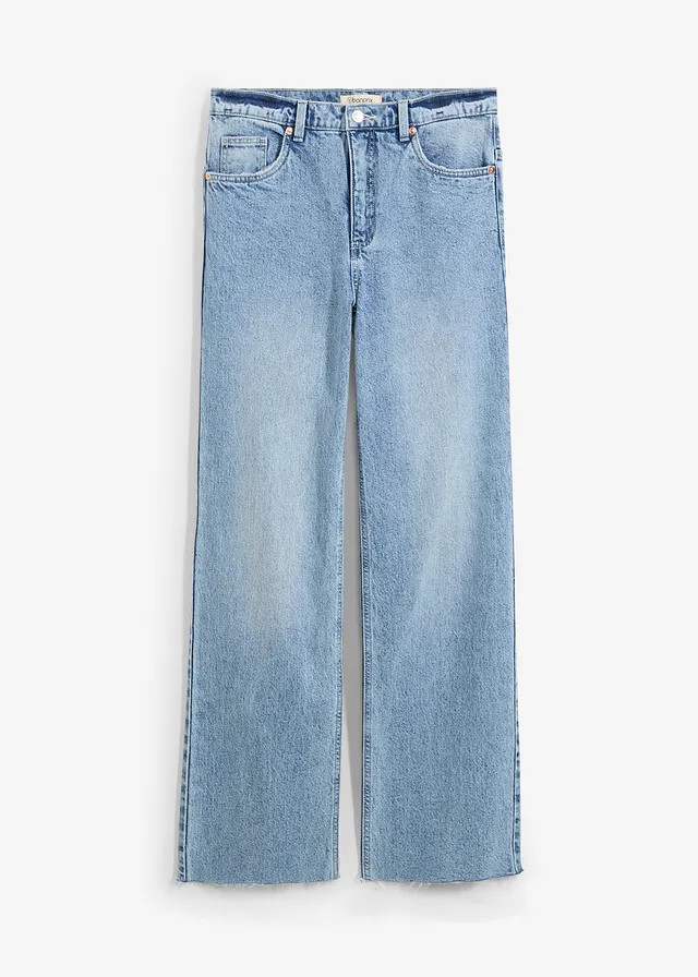Wide leg jeans, high waist, full length ijsblauw denim used | Bonprix NL (Influencer)