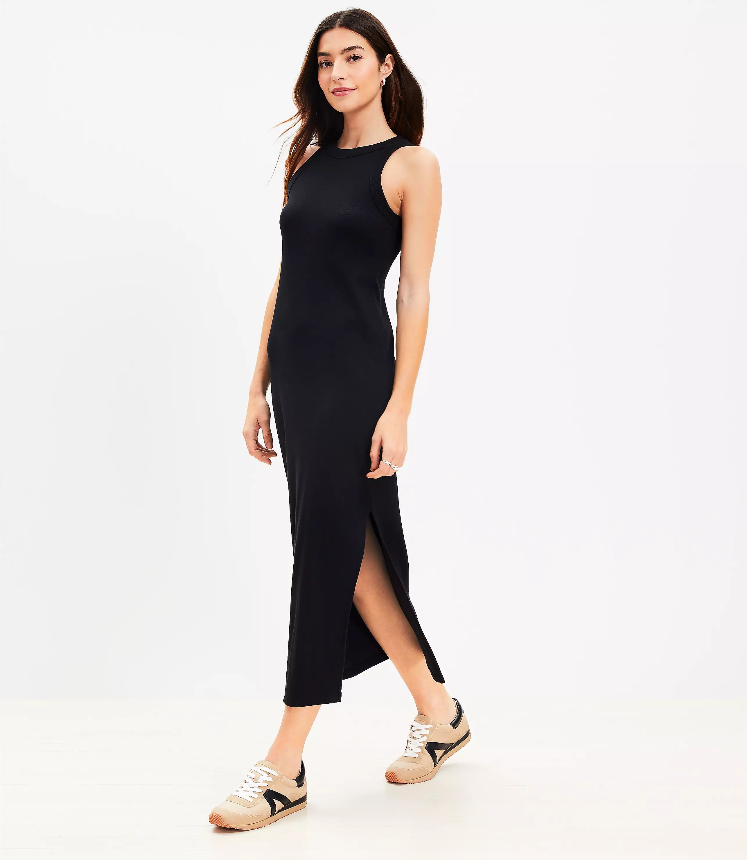 Petite Perfect Ribbed Tank Midi Dress | LOFT