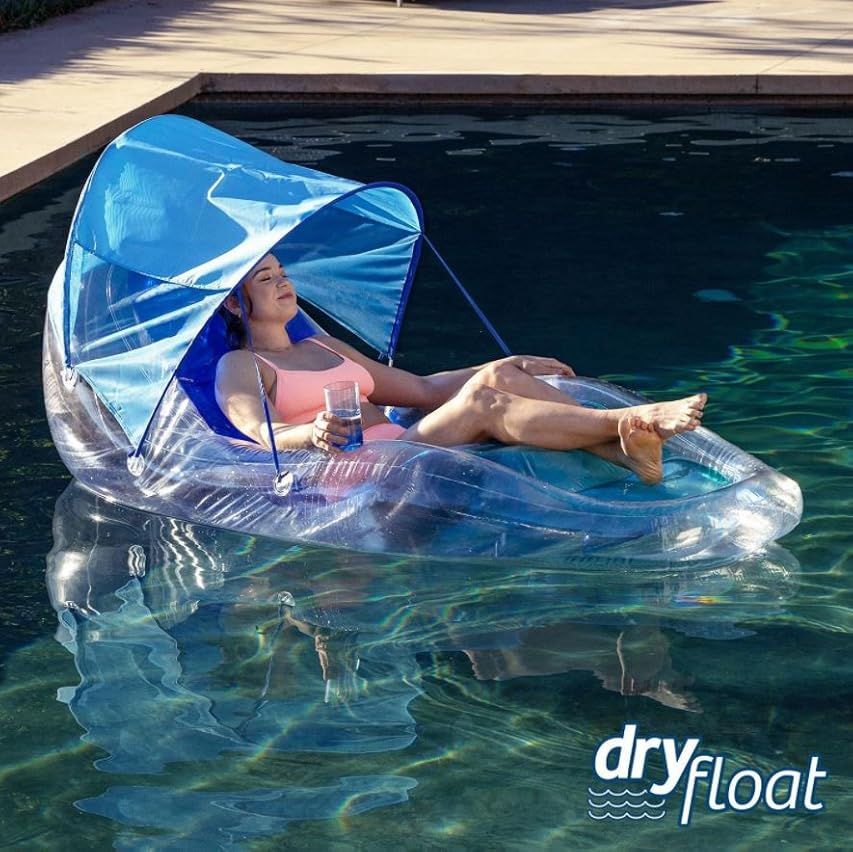 Swimways Dry Float Shadester Pool Float, Translucent Inflatable Recliner Chair for Adults with Fast  | Amazon (US)
