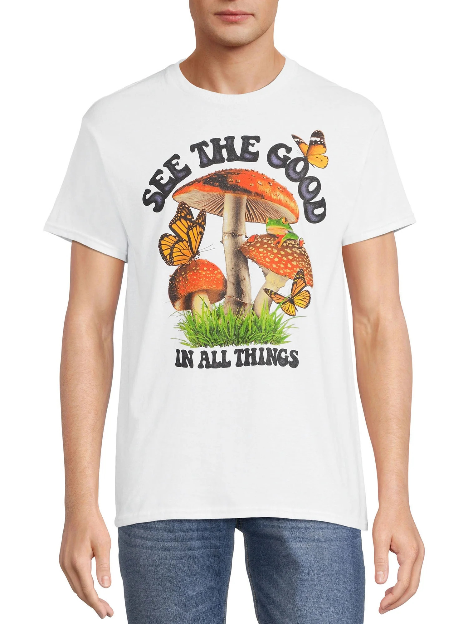 See the Good in All Things Mushroom Men's Graphic Tee with Short Sleeves, Sizes S-3XL | Walmart (US)