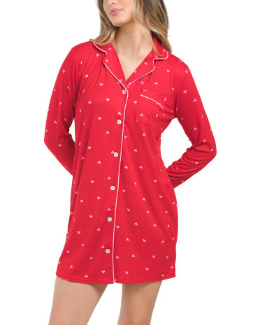 Heart Notch Collar Night Shirt | TJ Maxx