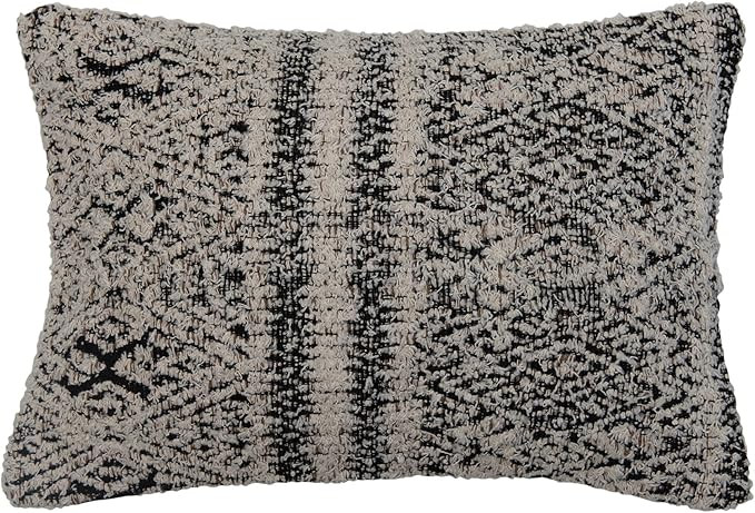 Creative Co-Op Woven Cotton Blend Jacquard Lumbar Pillow, Black & Cream | Amazon (US)