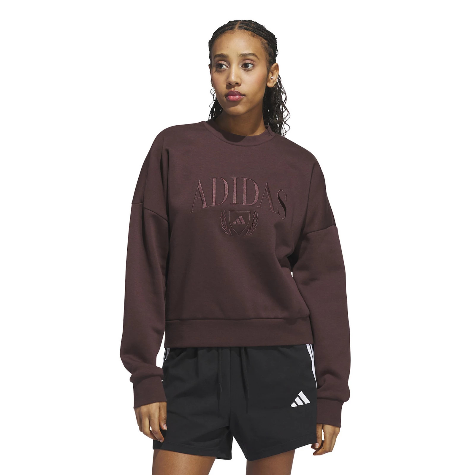 Women's adidas Cozy Embroidered Sweatshirt, Size: XL, Shadow Brown | Kohl's