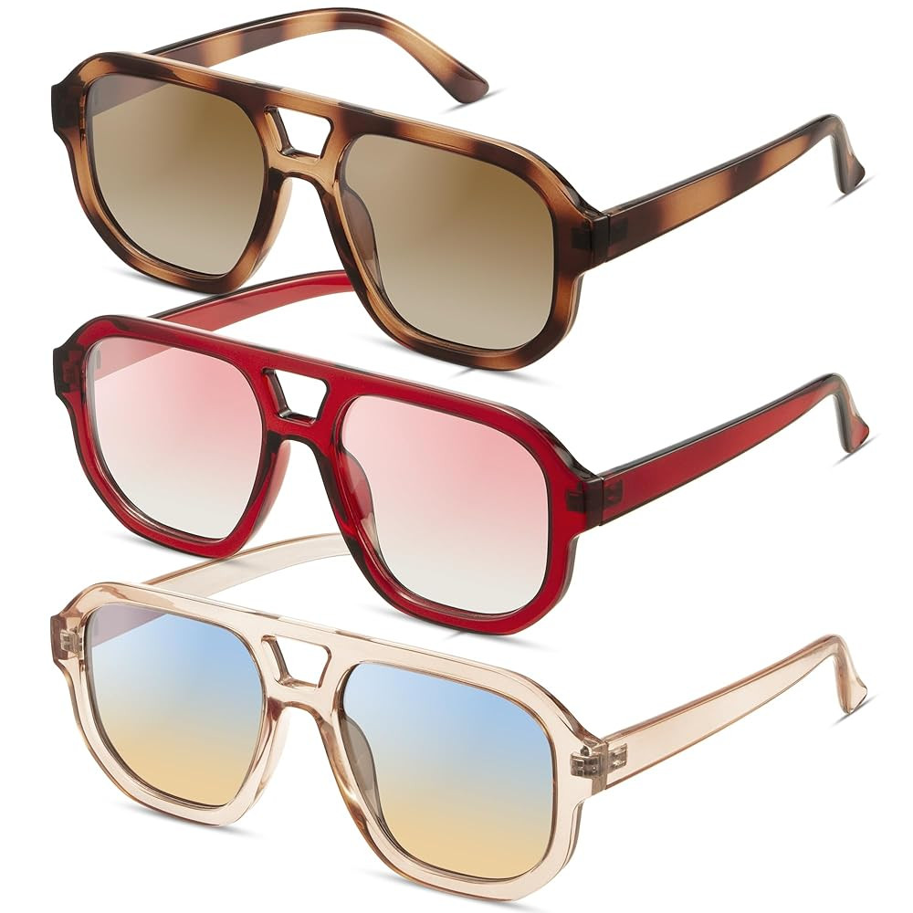 livho Trendy Polarized Square Aviator Sunglasses Women Men Square Eyewear Frame, Retro Sun Glasse... | Amazon (US)