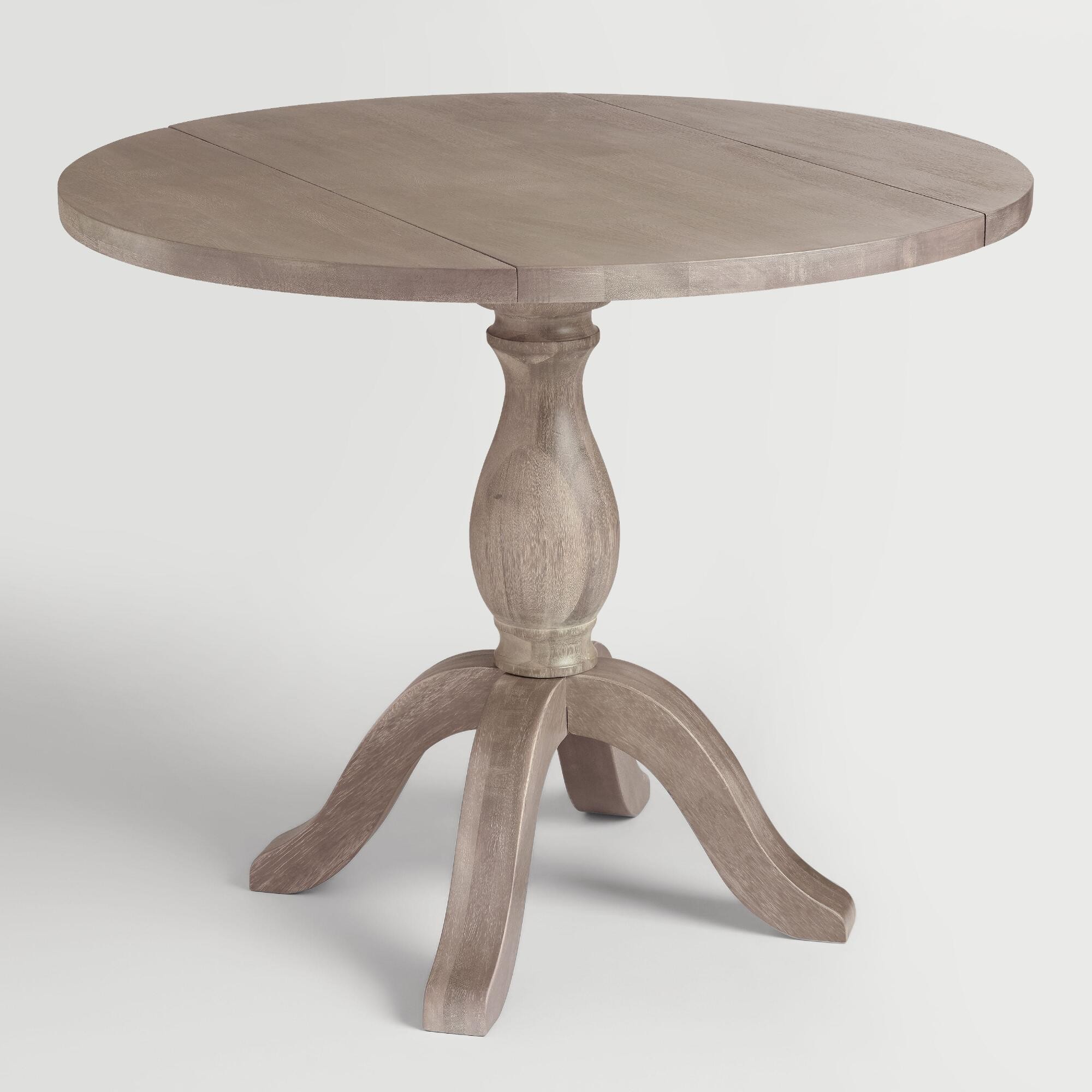 Round Weathered Gray Wood Jozy Drop Leaf Table - Small by World Market | World Market