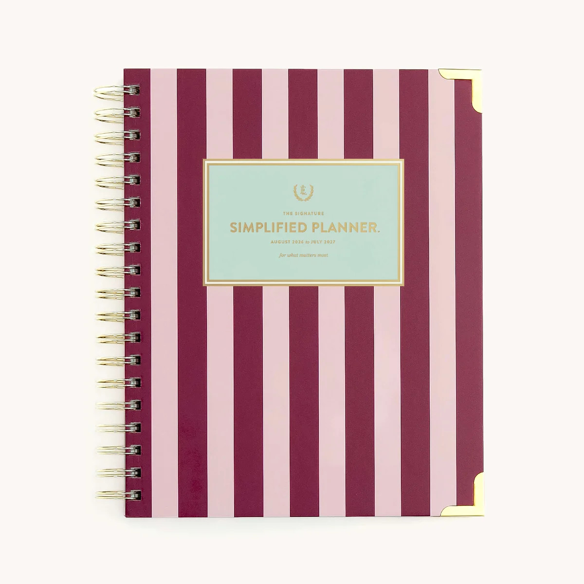 2026-2027 Weekly Planner | Spiral Simplified Planner Berry Stripe | Simplified by Emily Ley