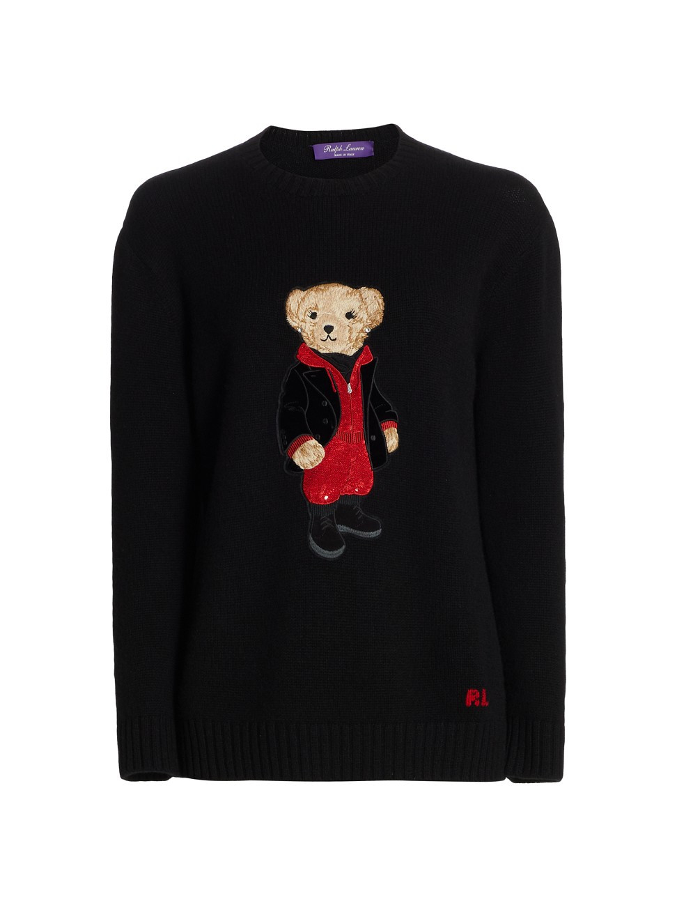 Women's Polo Bear Cashmere Sweater - Black Red - Size Large - Black Red - Size Large | Saks Fifth Avenue