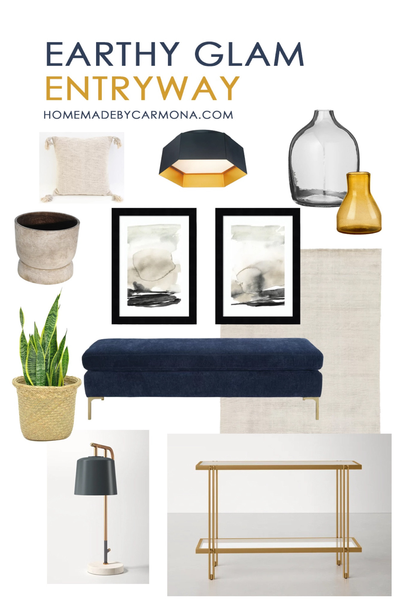 Earthy Glam Entryway | Shop the look with the perfect bench, console table, art, and accessories for a stylish foyer entry .

#LTKHome