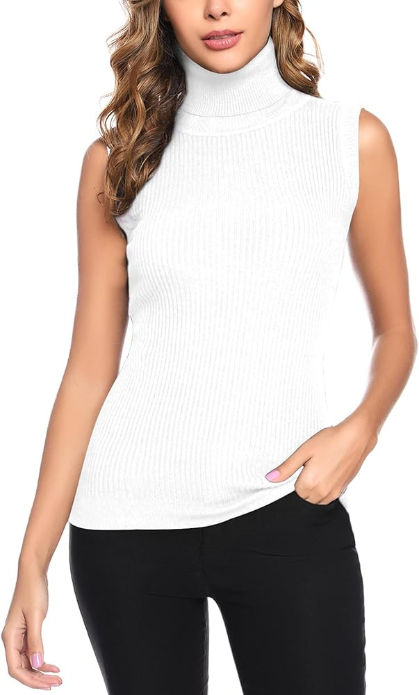 Totatuit Women's Spring Sleeveless Turtlenecks Tops Mock Neck Ribbed Solid Pullover Tank | Amazon (US)