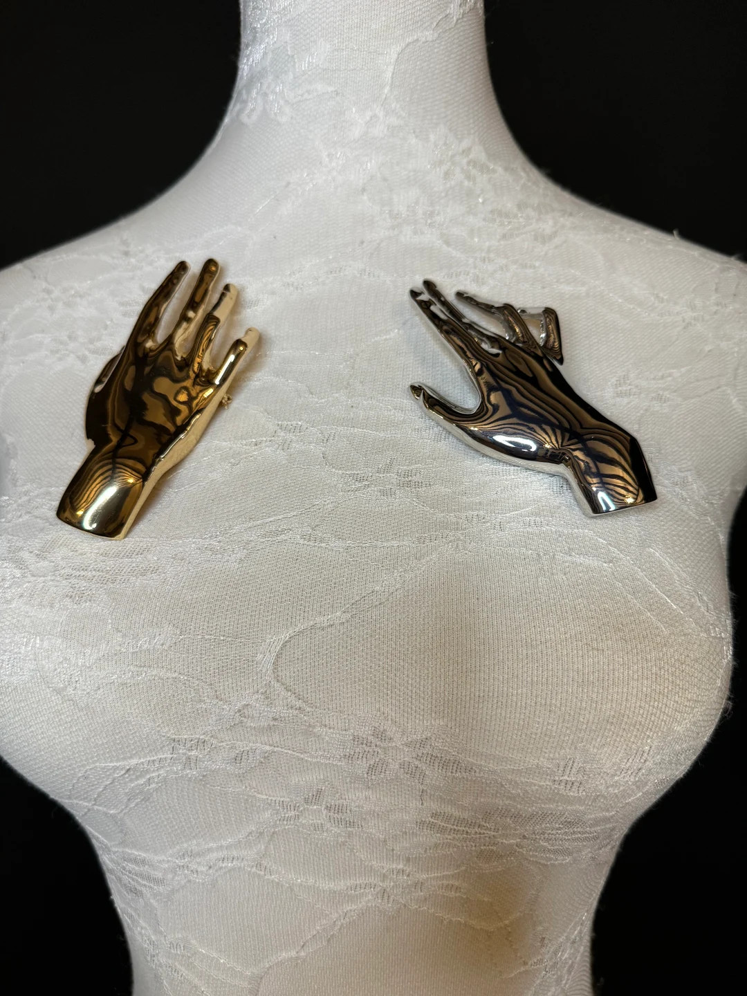 4” Hand Brooch Pin, Silver Gold - Etsy | Etsy (US)