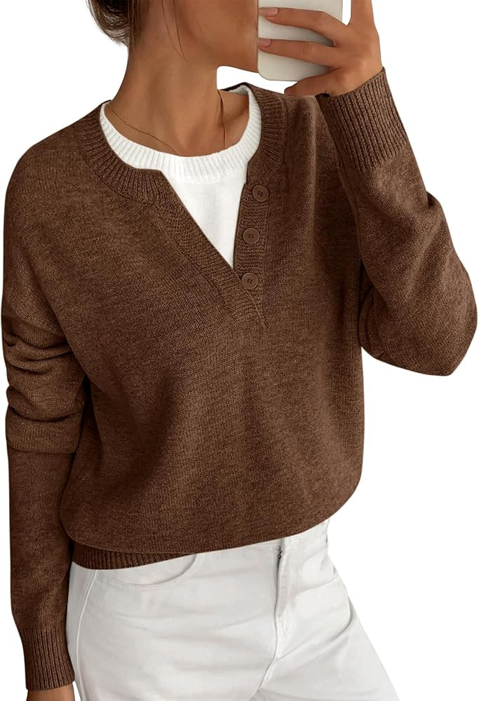 BTFBM Women Long Sleeve Crew Neck Sweaters | Amazon (US)