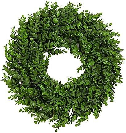 DDHS Boxwood Wreath for Front Door, 17" Artificial Green Farmhouse Wreaths for Wall Window Party ... | Amazon (US)