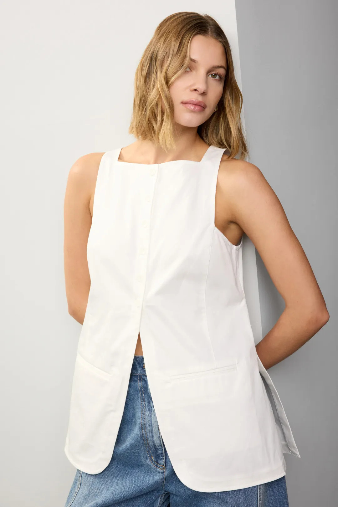 Chino Slit Front Sleeveless Tunic | Rent the Runway