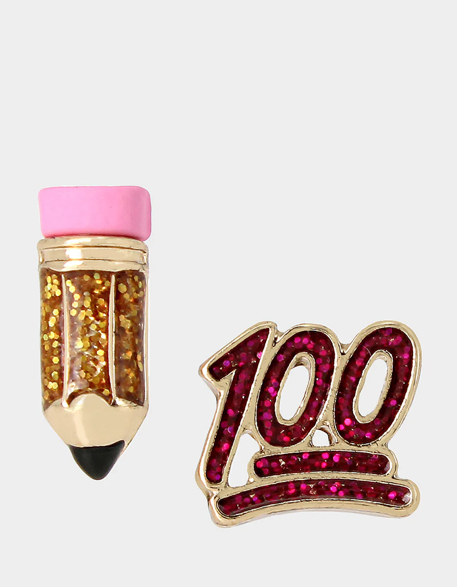 BACK TO COOL PENCIL MISMATCH STUDS MULTI | Betsey Johnson