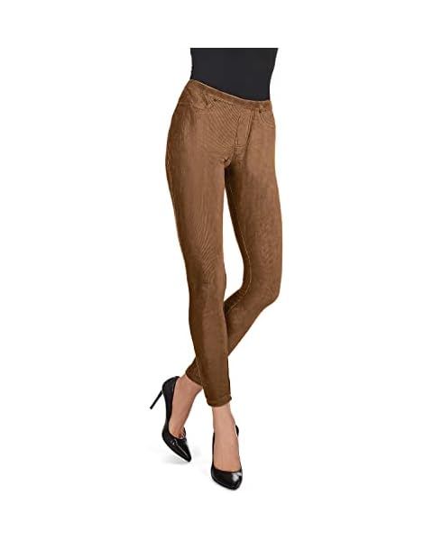 SweatyRocks Women's High Waisted Soft Slim Casual Pants Solid Suede Leggings | Amazon (US)