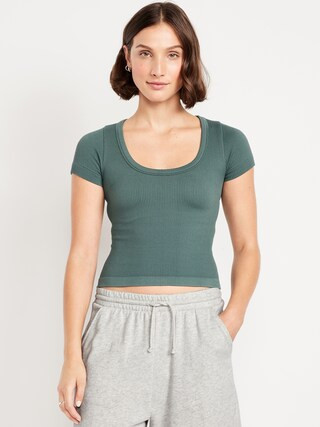 Exhale Seamless Cropped Rib T-Shirt | Old Navy (US)