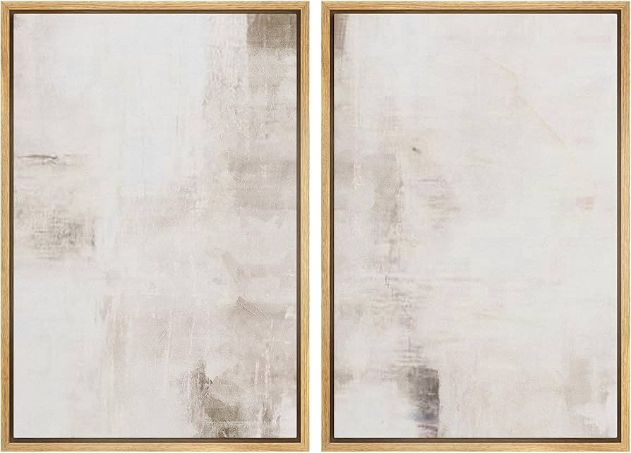 SIGNWIN Framed Canvas Print Wall Art Set Neutral Abstract Soft Beige and White Illustrations Mode... | Amazon (US)