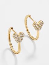Mickey Mouse Disney 18K Gold Plated Sterling Silver Huggie Hoop Earrings - Clear/Gold | BaubleBar (US)