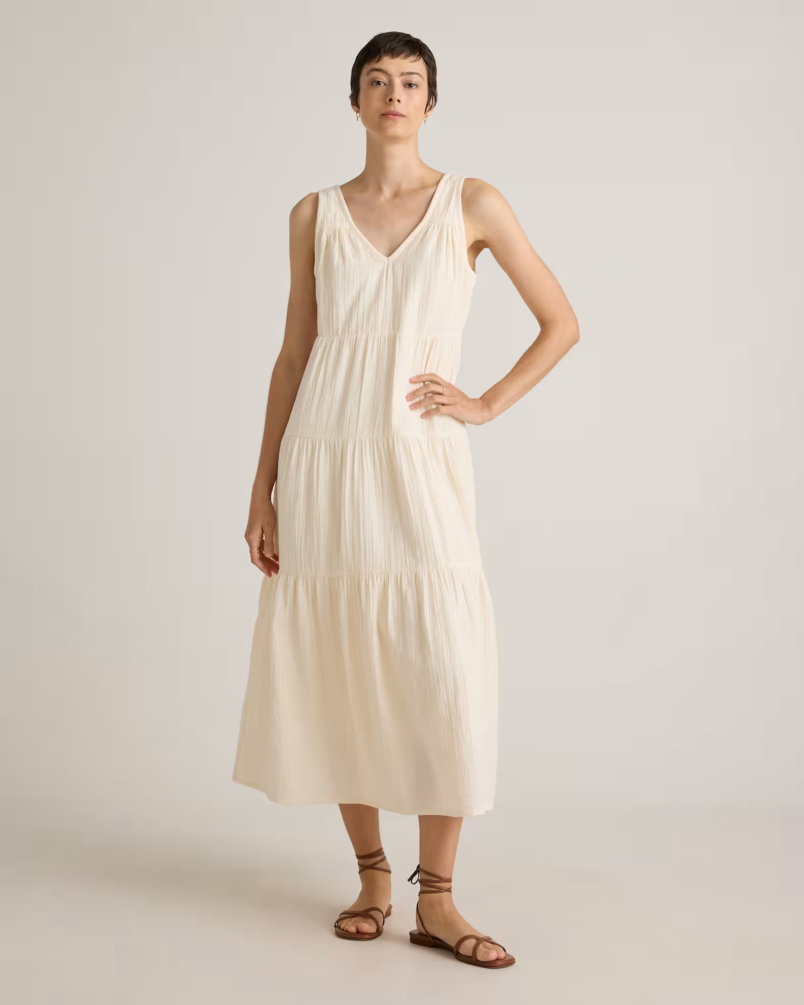100% Organic Cotton Gauze Tiered Maxi Dress | Quince