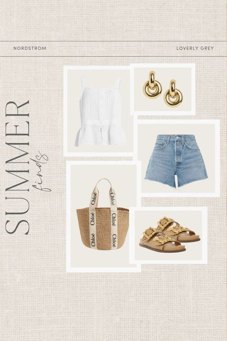 Nordstrom summer finds. These Agolde jean shorts and peplum tank are great for a casual summer look. Loverly Grey, Nordstrom 

#LTKStyleTip #LTKBeauty #LTKSeasonal