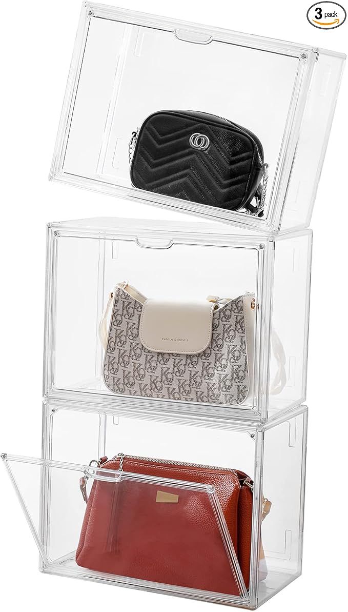 Coorganisers 3 Packs Plastic Purse and Handbag Organizer for Closet,Clear Acrylic Display Case wi... | Amazon (US)