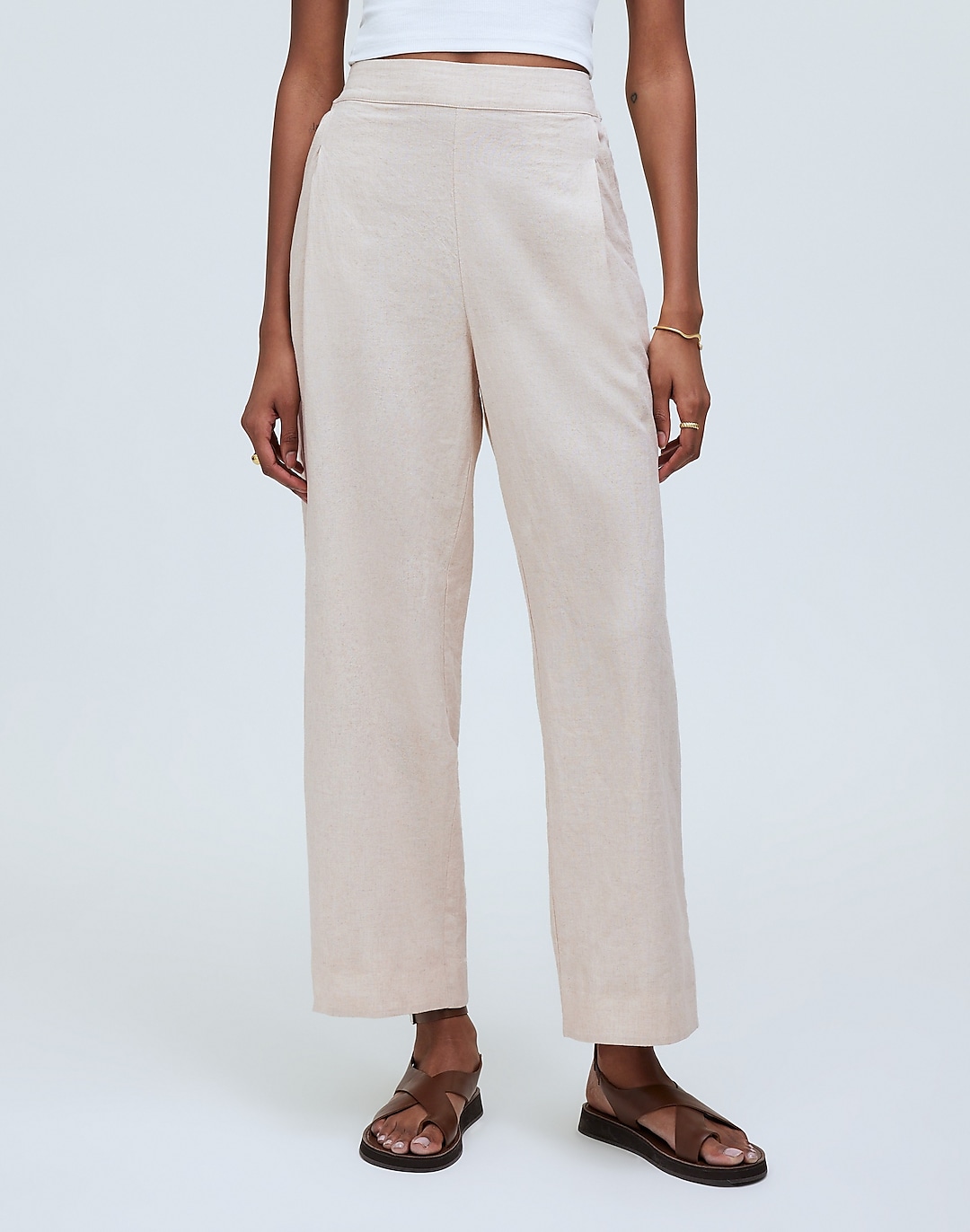 Petite Pull-On Straight Crop Pants in Linen Blend | Madewell