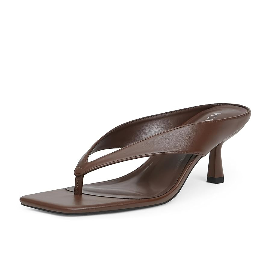 Women’s Kitten Heels Flip Flops Slip On Open Toe Low Heels Thong Square Slide Summer Fashion Pa... | Amazon (US)