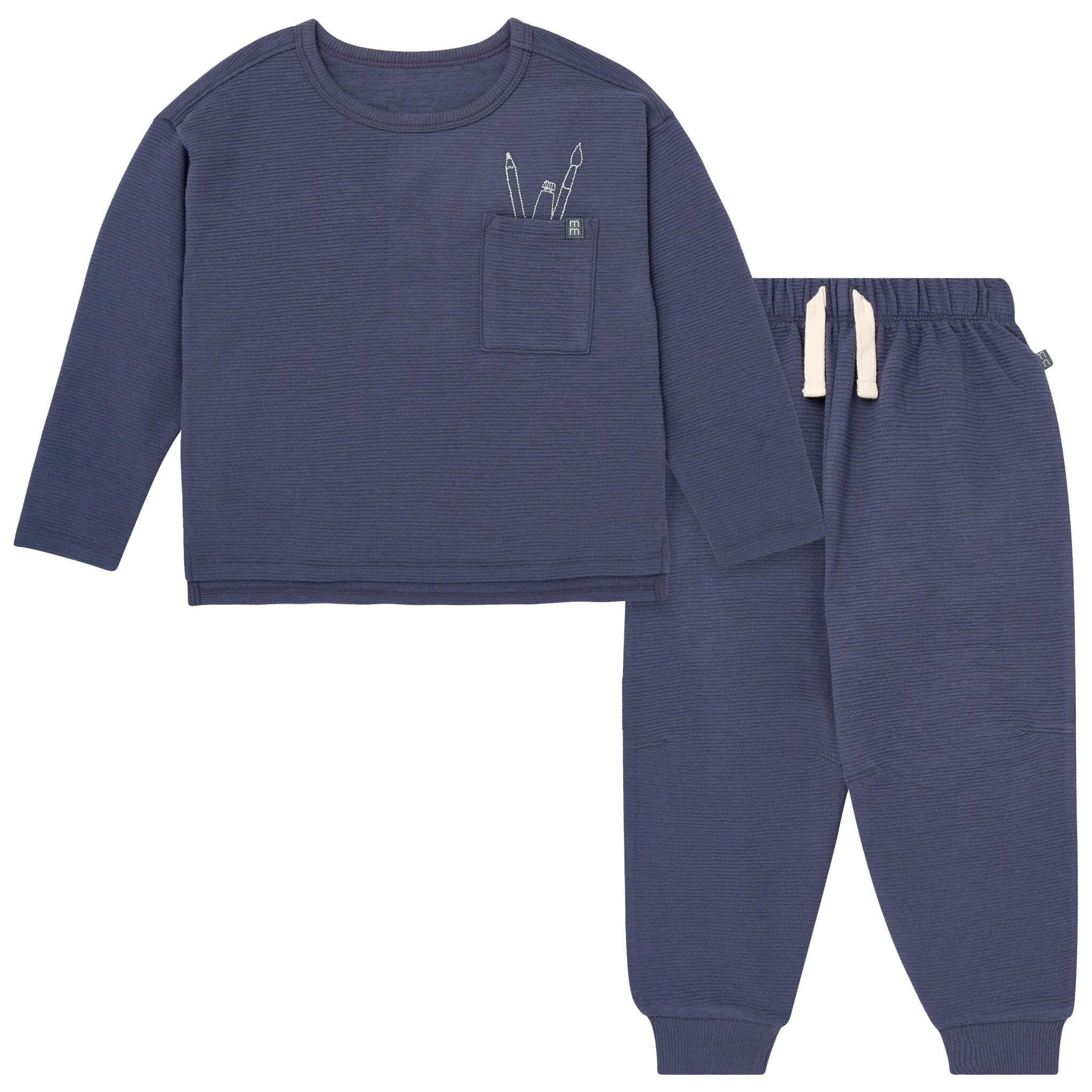 2-Piece Boys Navy Paintbrush Long Sleeve T-Shirt and Jogger Set | Gerber Childrenswear