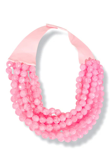 Carla Pink Faceted Bead Statement Necklace | The Willow Tree