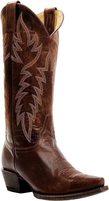 Women's Wheeler Western Boot Snip Toe Brown 8 M US | Amazon (US)